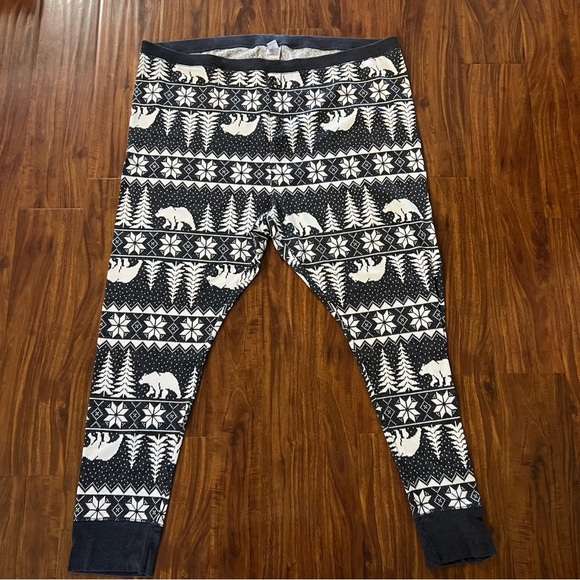 Old Navy Thermal Knit Pajama Leggings Gray Bear Fair Isle size 4X - Picture 1 of 7